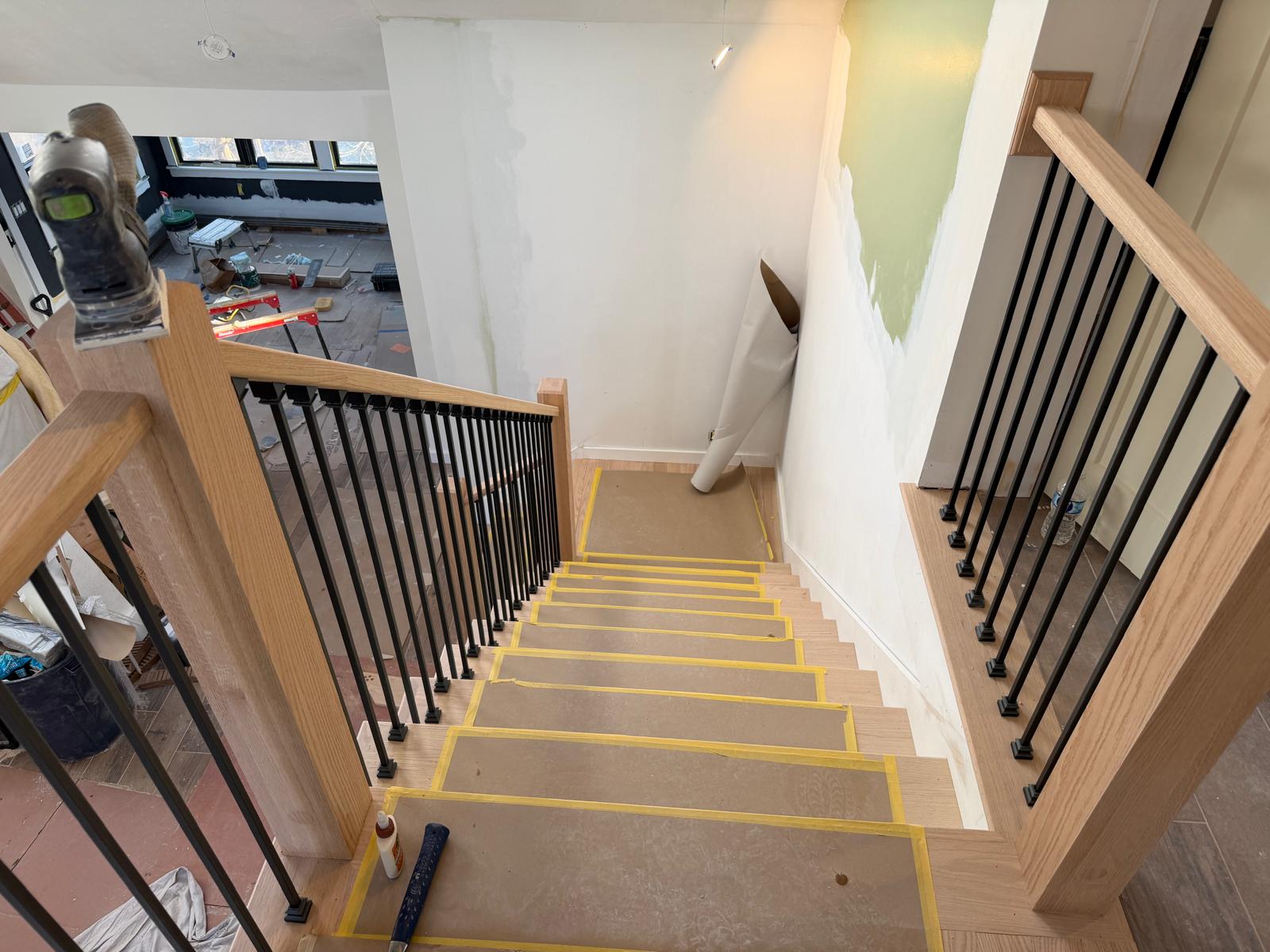 New stair railing with square black balusters